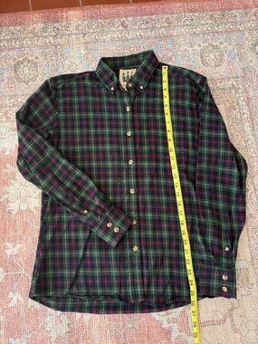 Kiel James Patrick Green and Red Plaid Button-Down Cozy Cabin Flannel Shirt